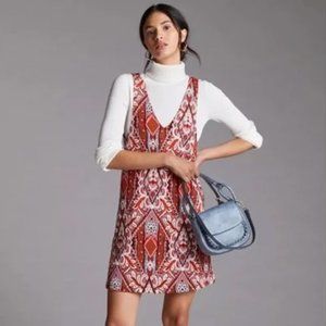 NWT Anthropologie Maeve Jacquard Mini Dress Womens M Red